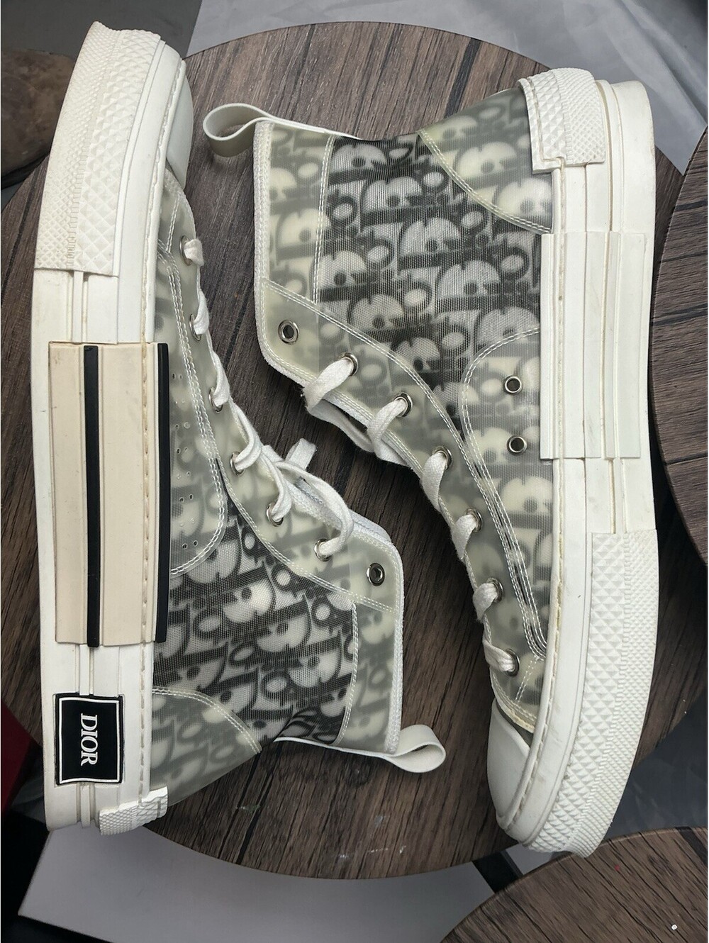 Dior B23 High-Top Sneaker in White and Gray - Picture 13 of 15